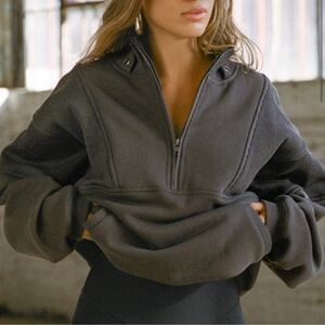 NWT Joah Brown Dark Gray Half-Zip Sweatshirt